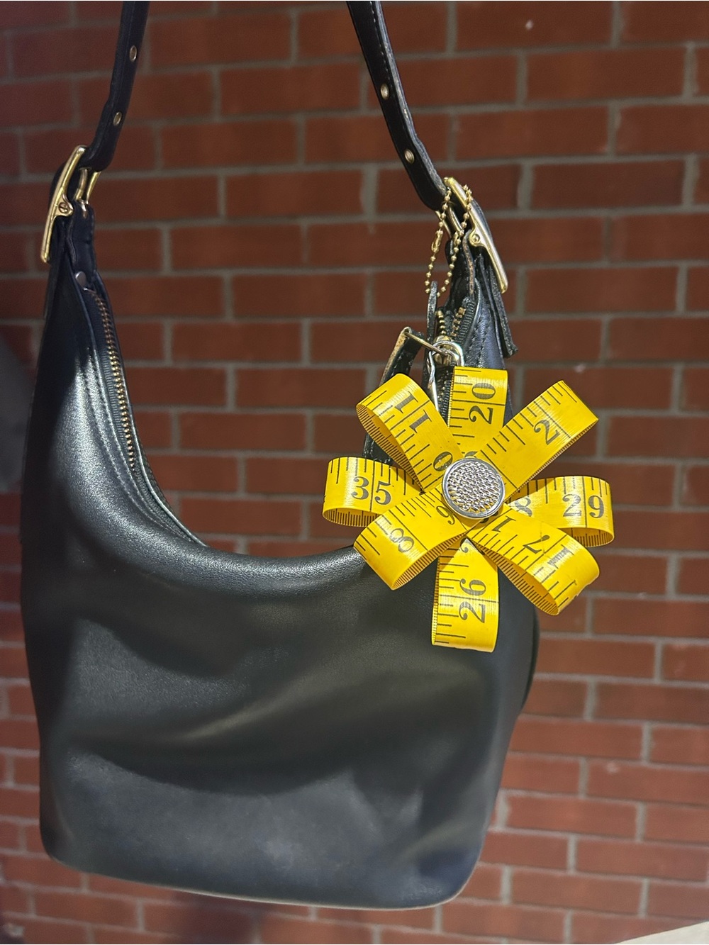 Large Yellow Tape Measure Flower Charm